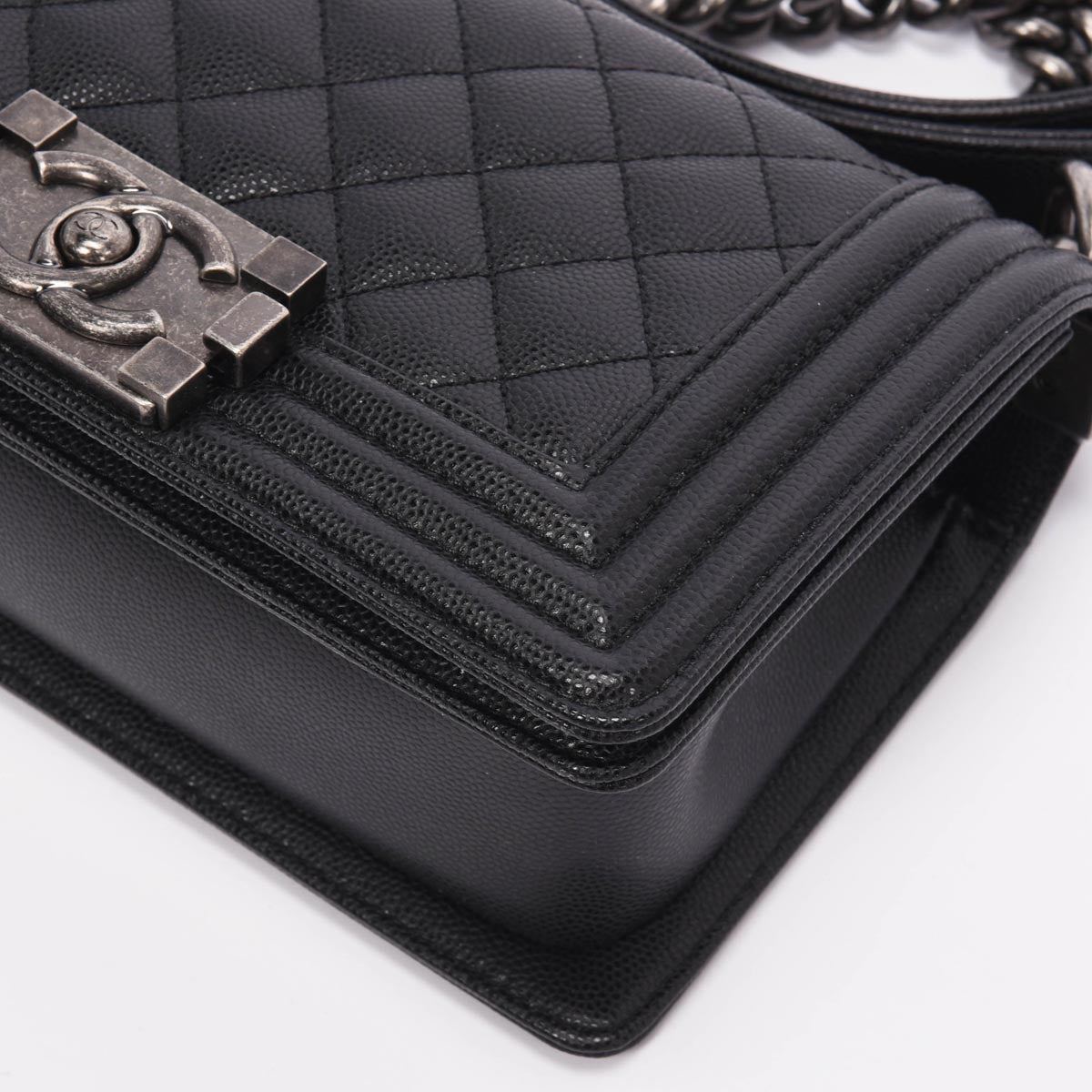 Chanel Black Quilted Caviar Small Boy Bag