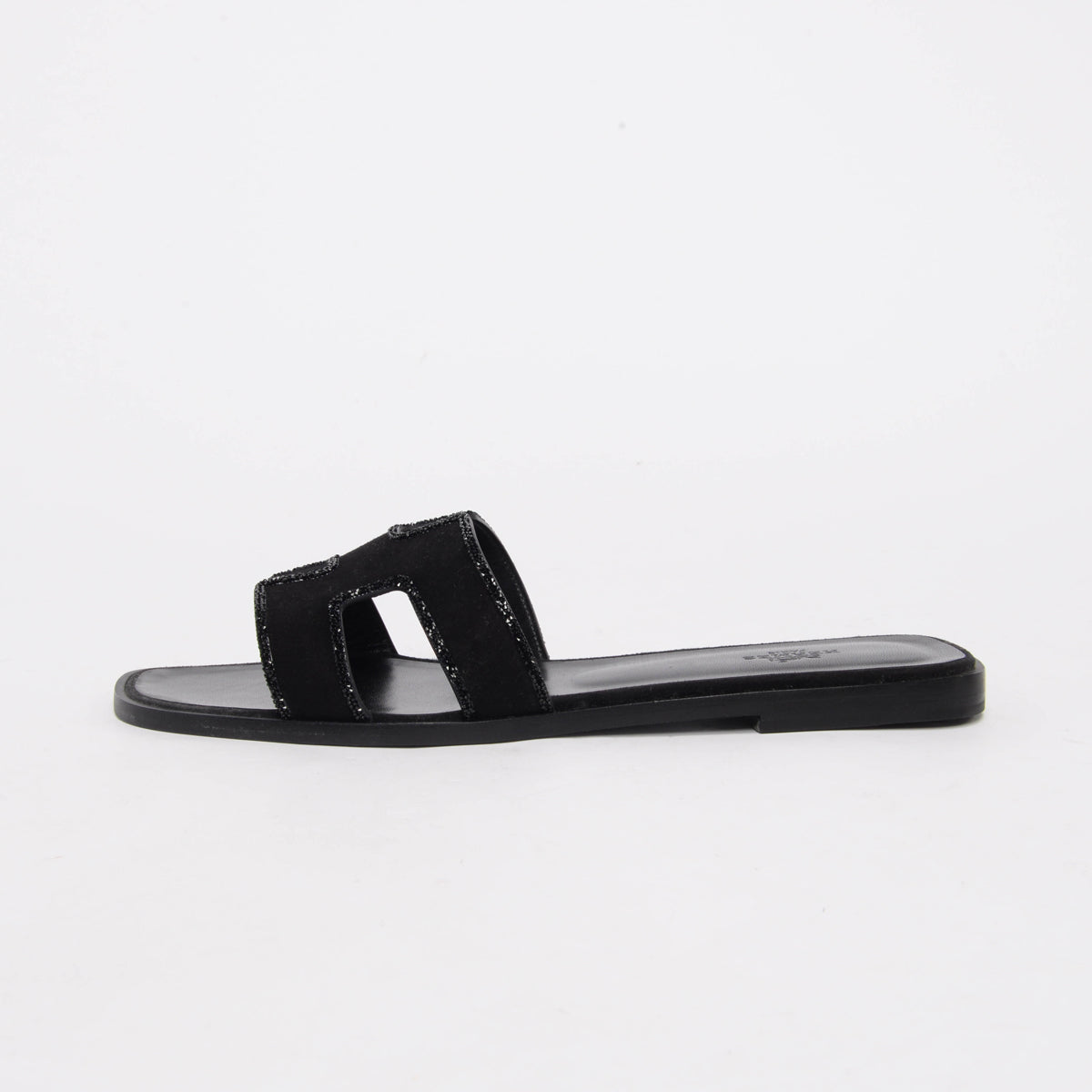 Hermes Black Suede & Strass Oran Sandals 41