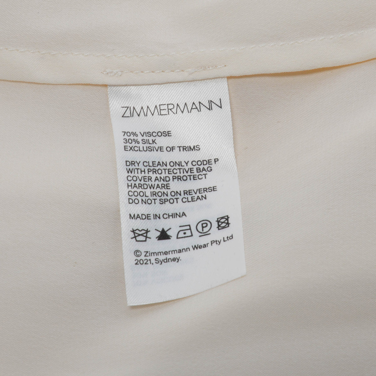 Zimmermann Cream Silk Blend Tie Neck Blouse AU 2