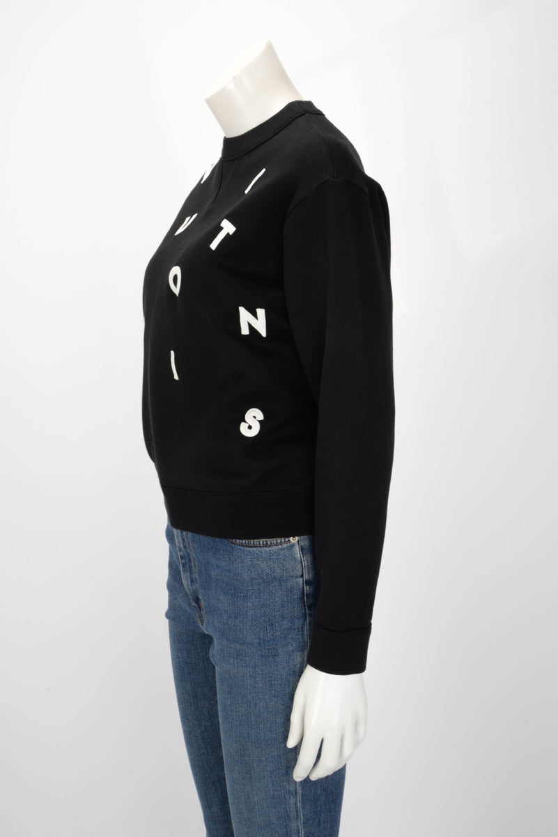 Louis Vuitton Black Cotton Spellout Sweater S