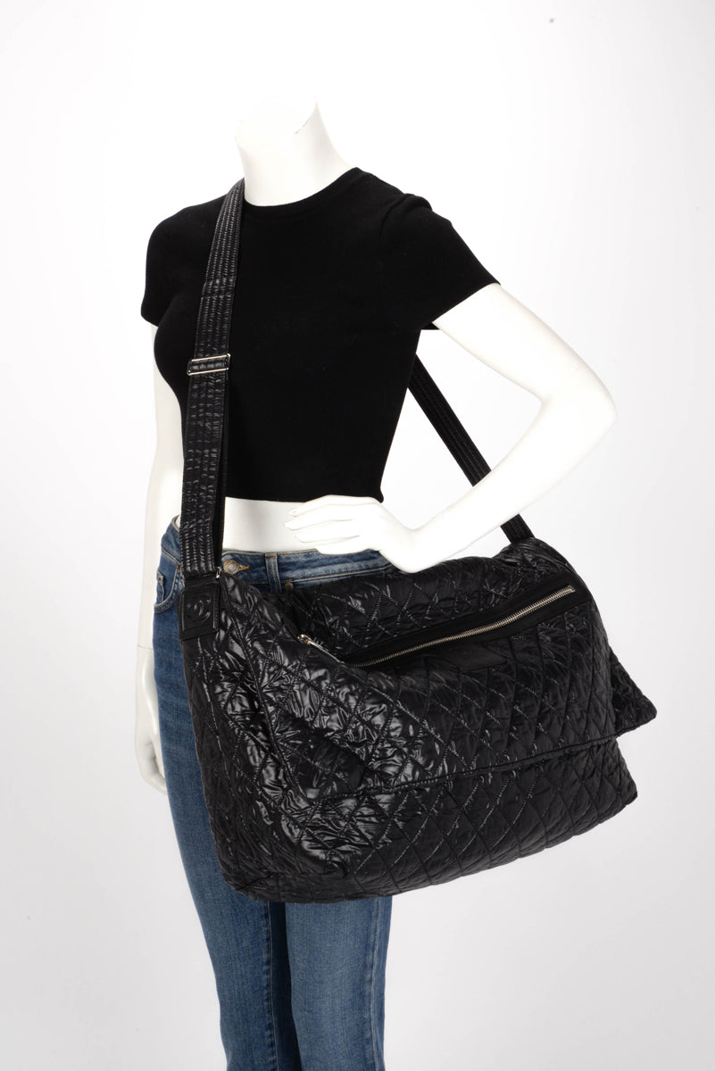 Chanel Black Quilted Nylon Coco Cocoon Large Tote