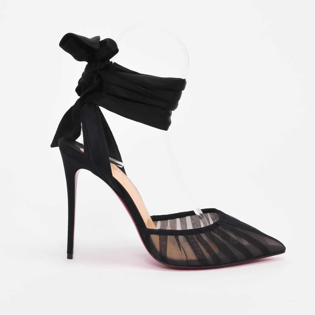 Christian Louboutin Black Pleated Organza Noor 100 Pumps 41