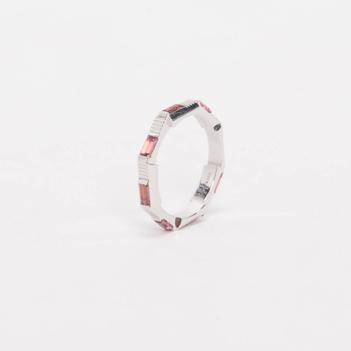 Gucci 18k White Gold & Rubellite Link To Love Ring