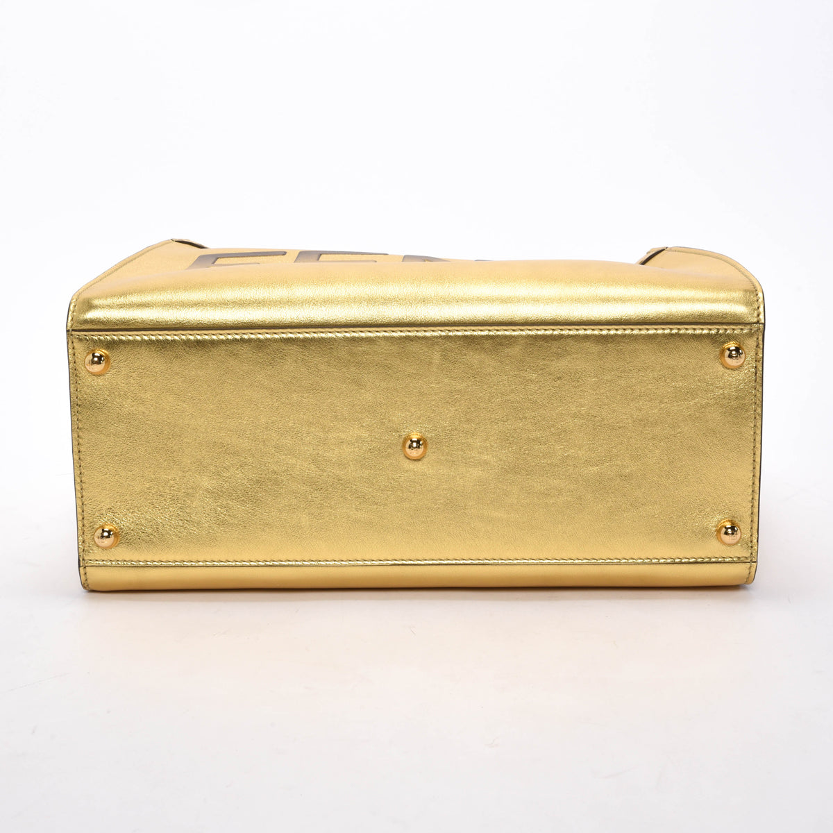 Fendi Gold Metallic Leather Medium Sunshine Tote