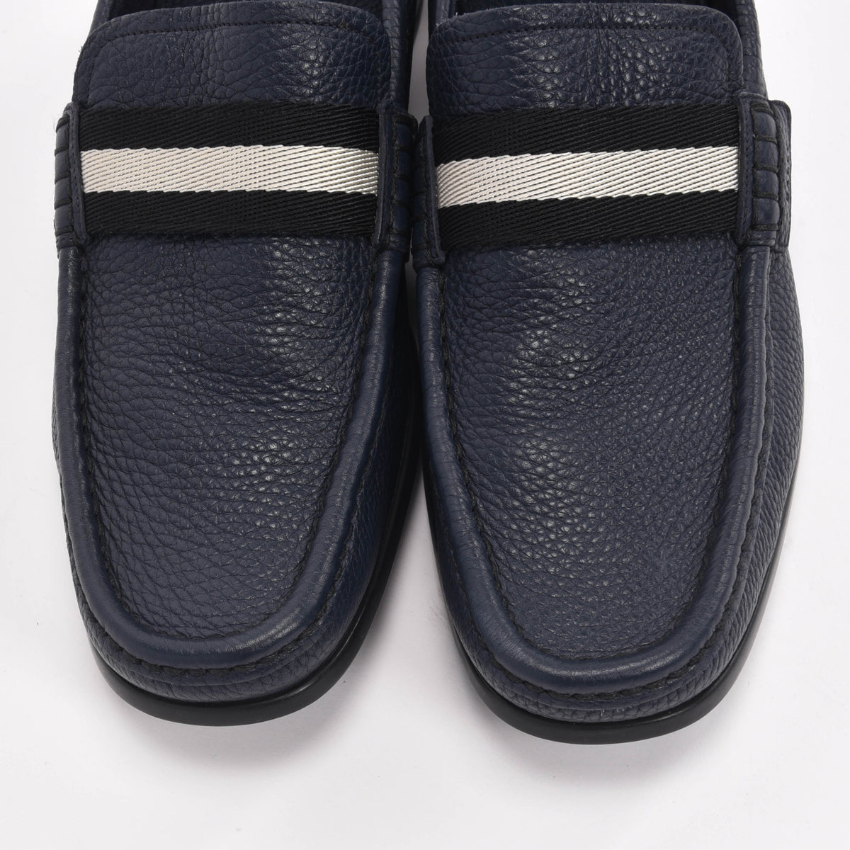 Bally Navy Grained Calfskin Tesly Loafers US 8