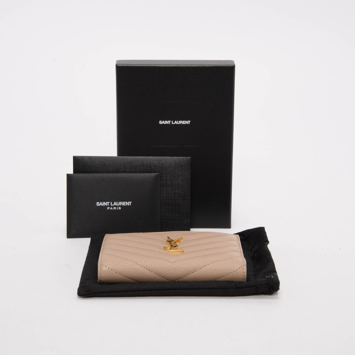 Saint Laurent Dark Beige Grain de Poudre Fragments Wallet