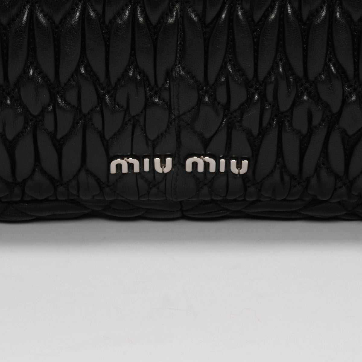 Miu Miu Black Matelasse Nappa Large Crystal Convertible Clutch