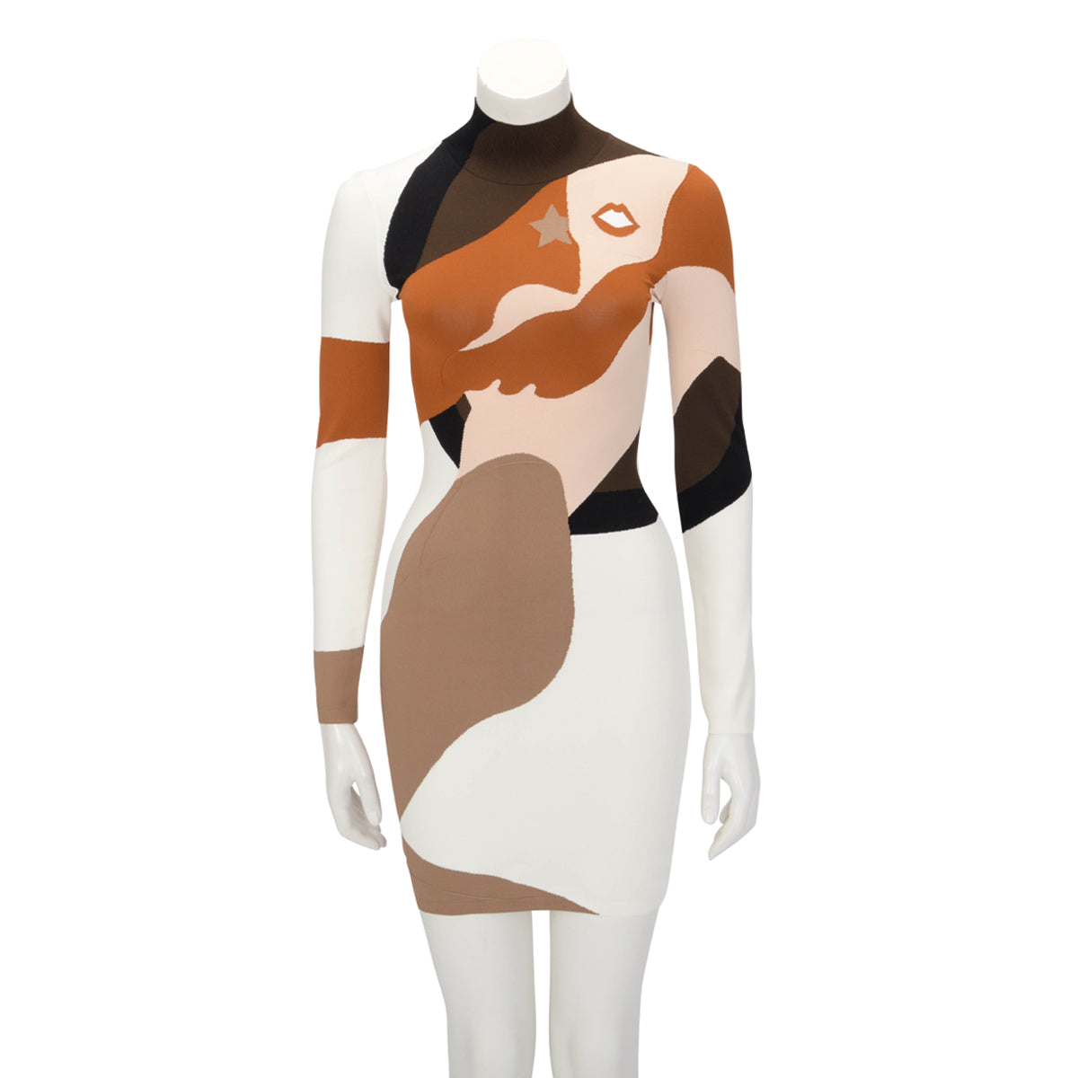 Fendi Intarsia Knit Mermaid Turtleneck Dress IT 40