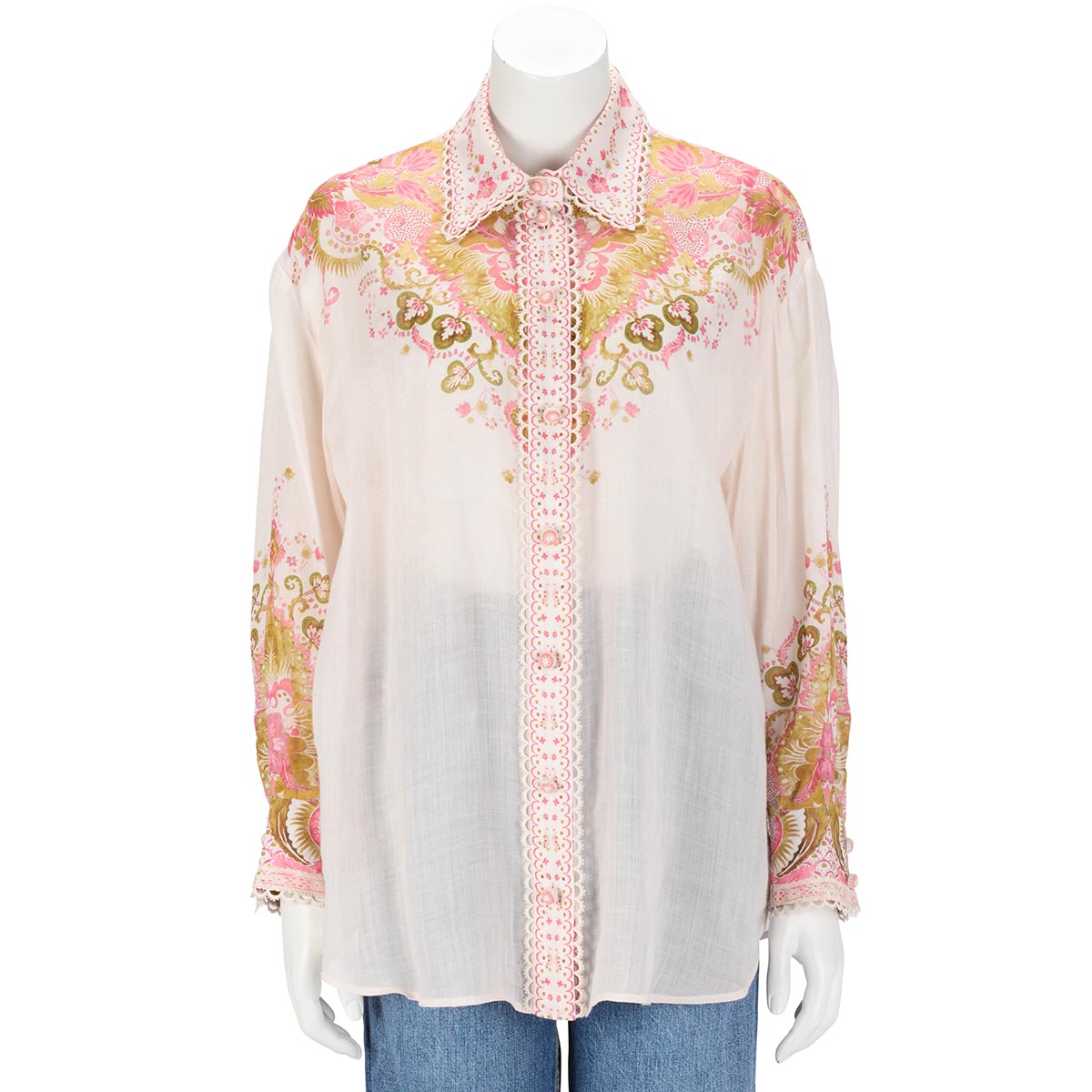 Zimmermann Pink & Khaki Laurel Relaxed Blouse 3