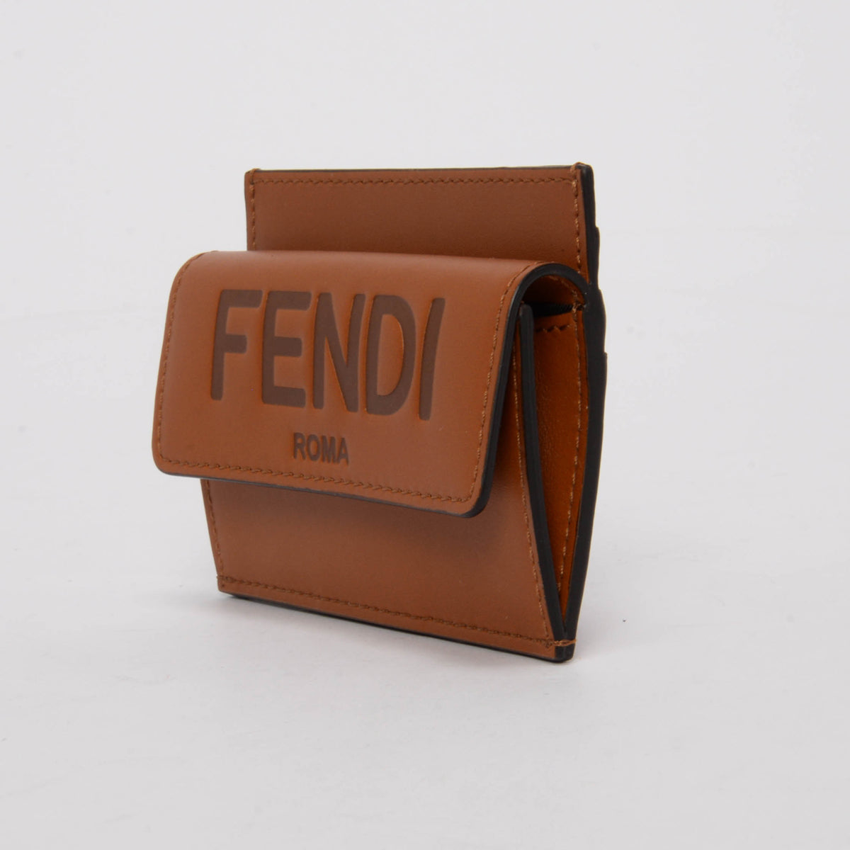 Fendi Brown Calfskin Roma Card Holder