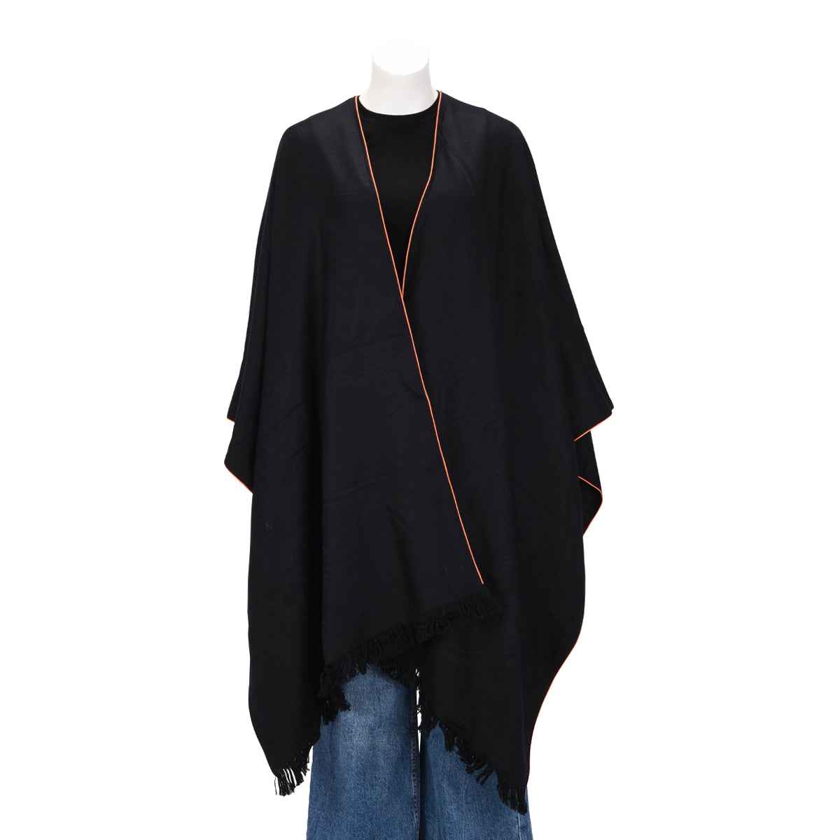 Hermes Black Cashmere Petit H Libris Cape Shawl