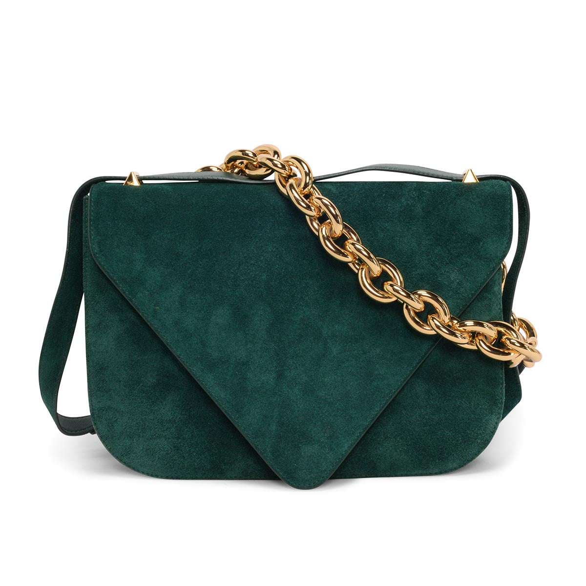 Bottega Veneta Emerald Green Suede Large Mount Bag