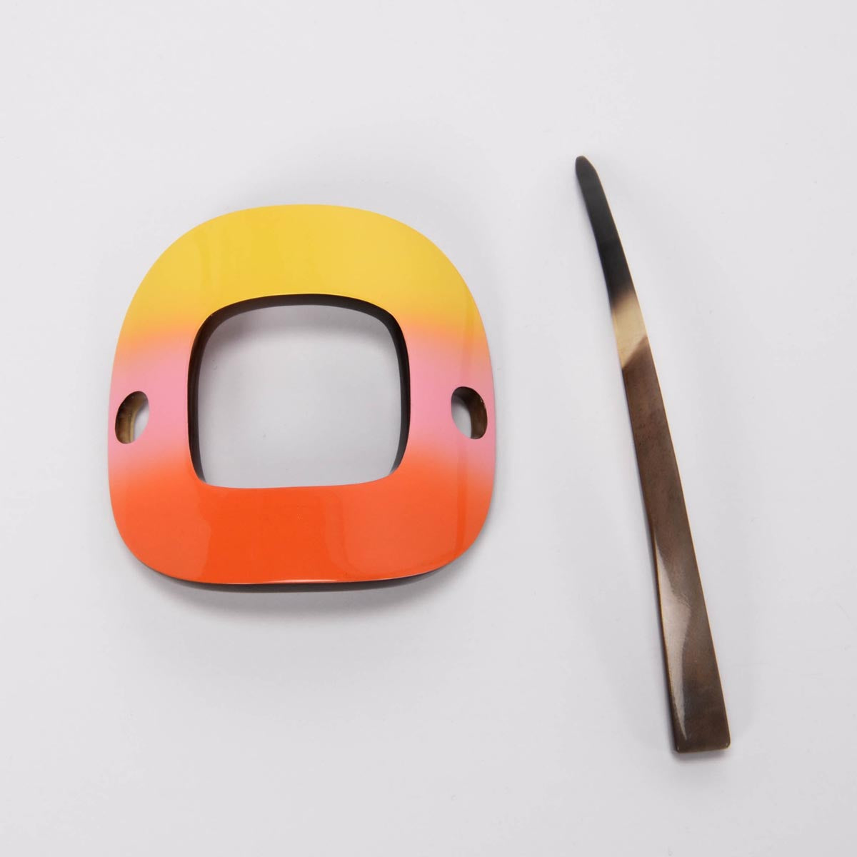 Hermes Sunset Buffalo Horn Lacquer Hair Pin