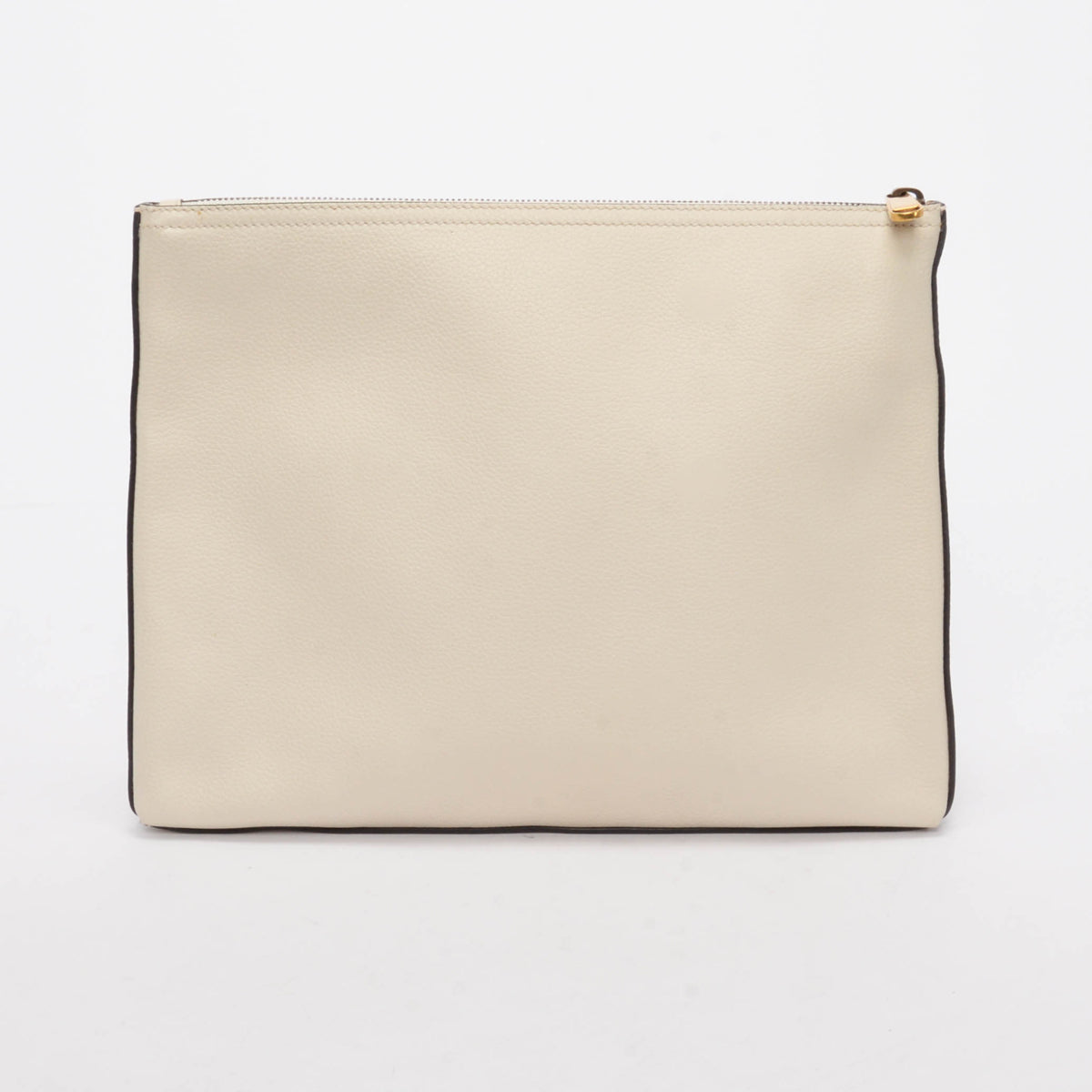 Gucci Cream Pebbled Calfskin Medium Logo Portfolio Pouch