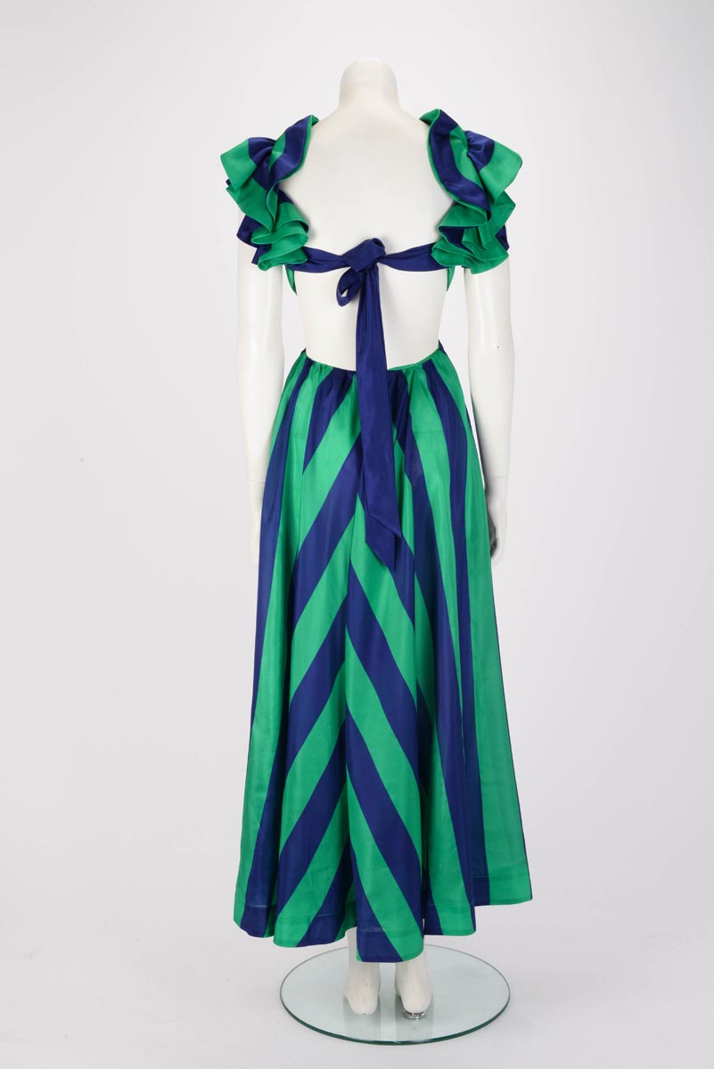 Zimmermann Navy & Green Silk Tiggy Frill Dress 0