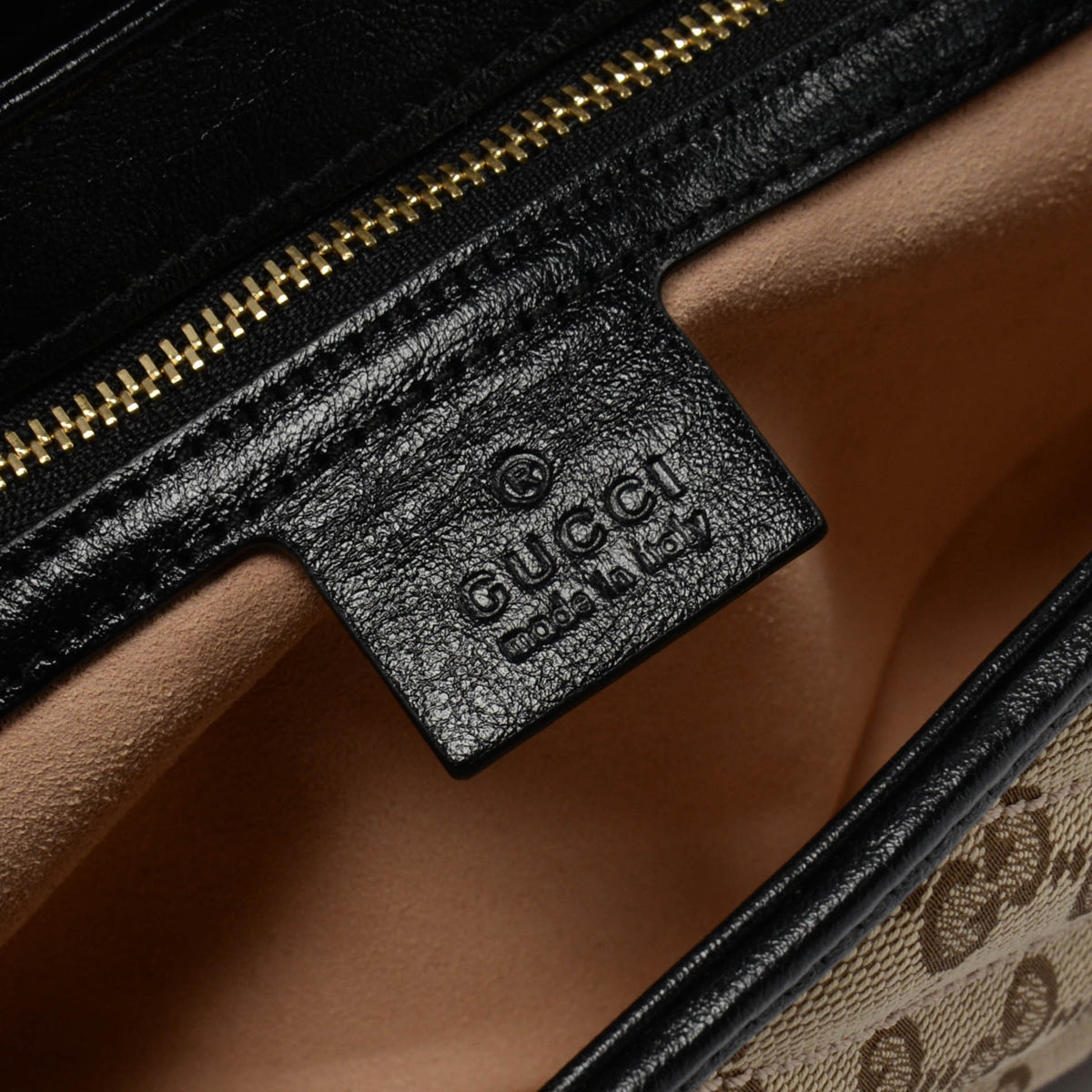 Gucci Black & Beige Monogram Matelasse Small GG Marmont Bag