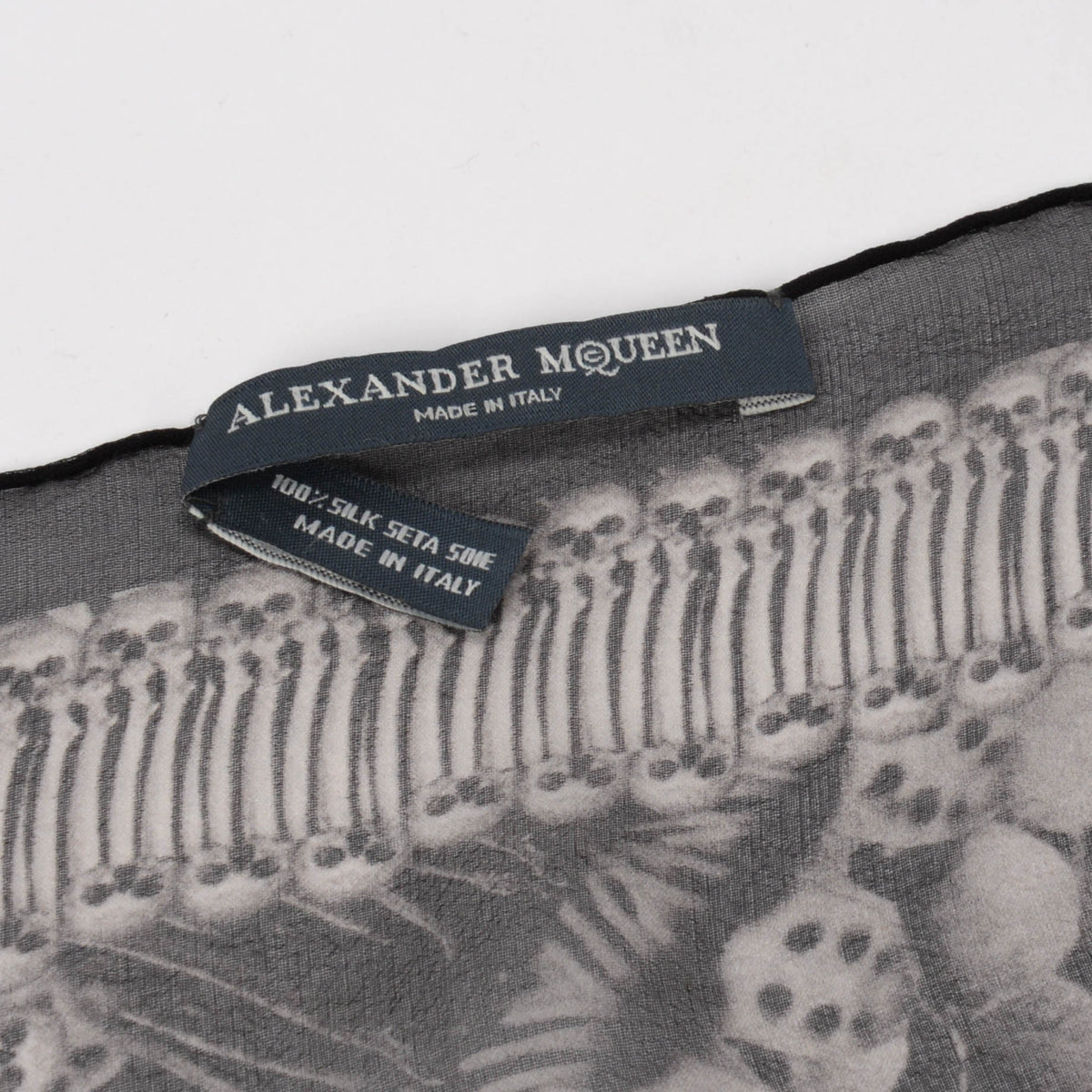 Alexander McQueen Black Silk Chiffon 2010 Catacombs Skull Scarf