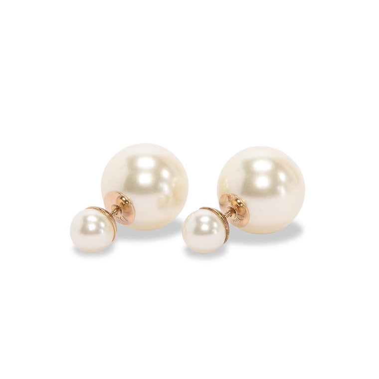 Dior White Faux Pearl Tribale Earrings