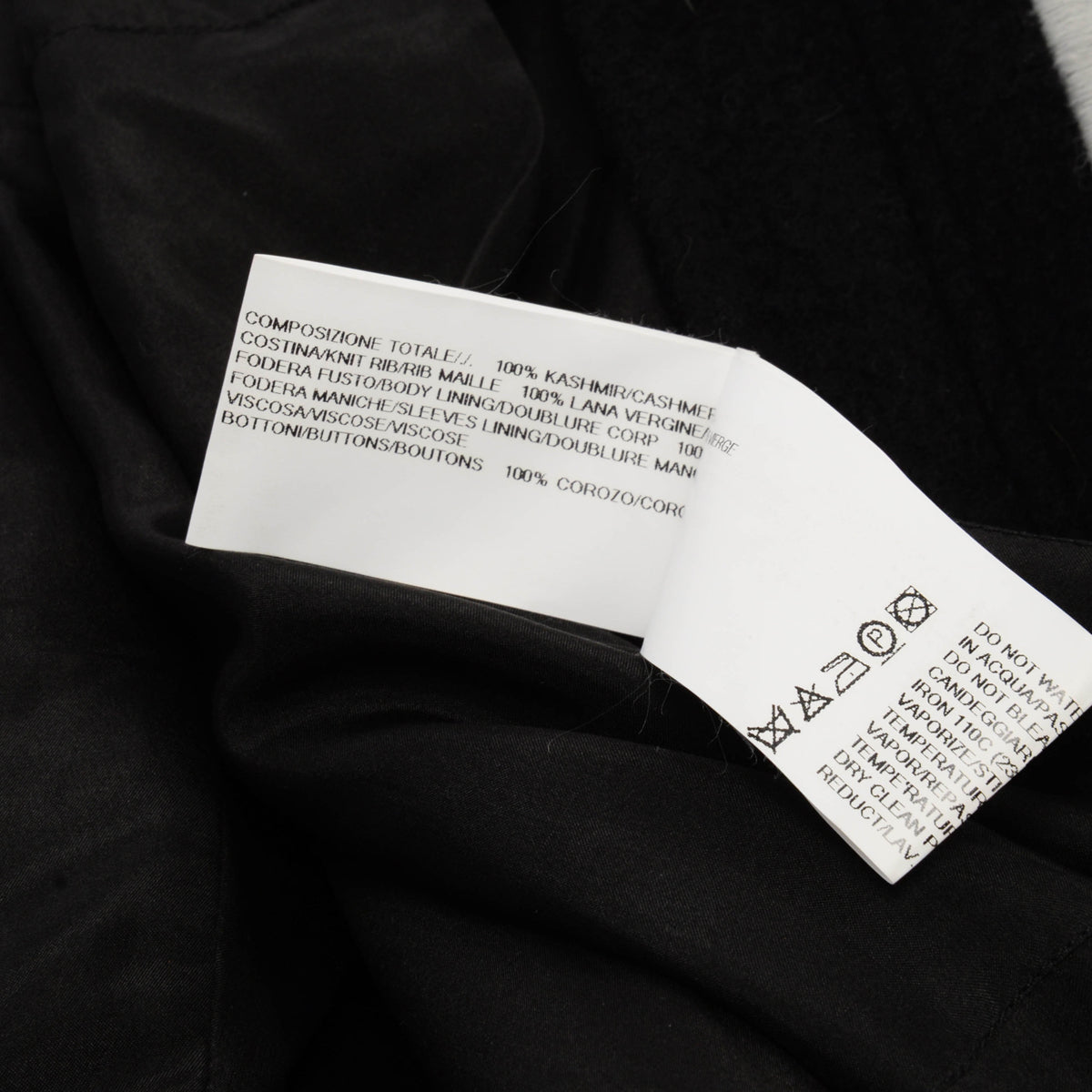 Rick Owens Black Cashmere Embroidered Biker Jacket IT 42