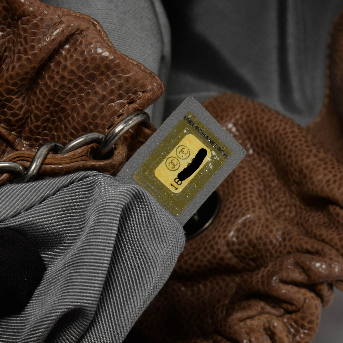 Chanel Brown Quilted Caviar Large Elastic CC Shoulder Bag