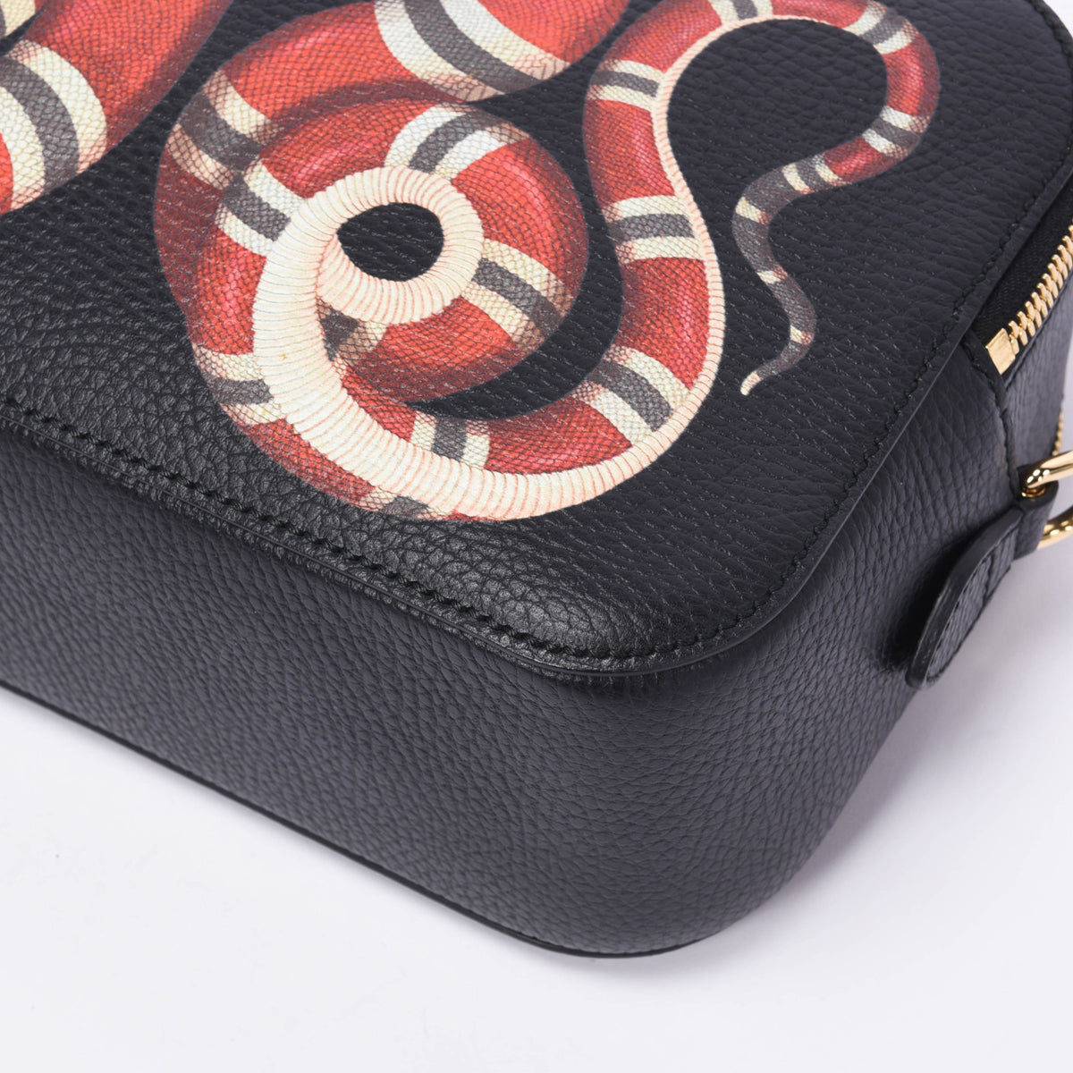 Gucci Black Grained Calfskin Sylvie Web Kingsnake Camera Bag