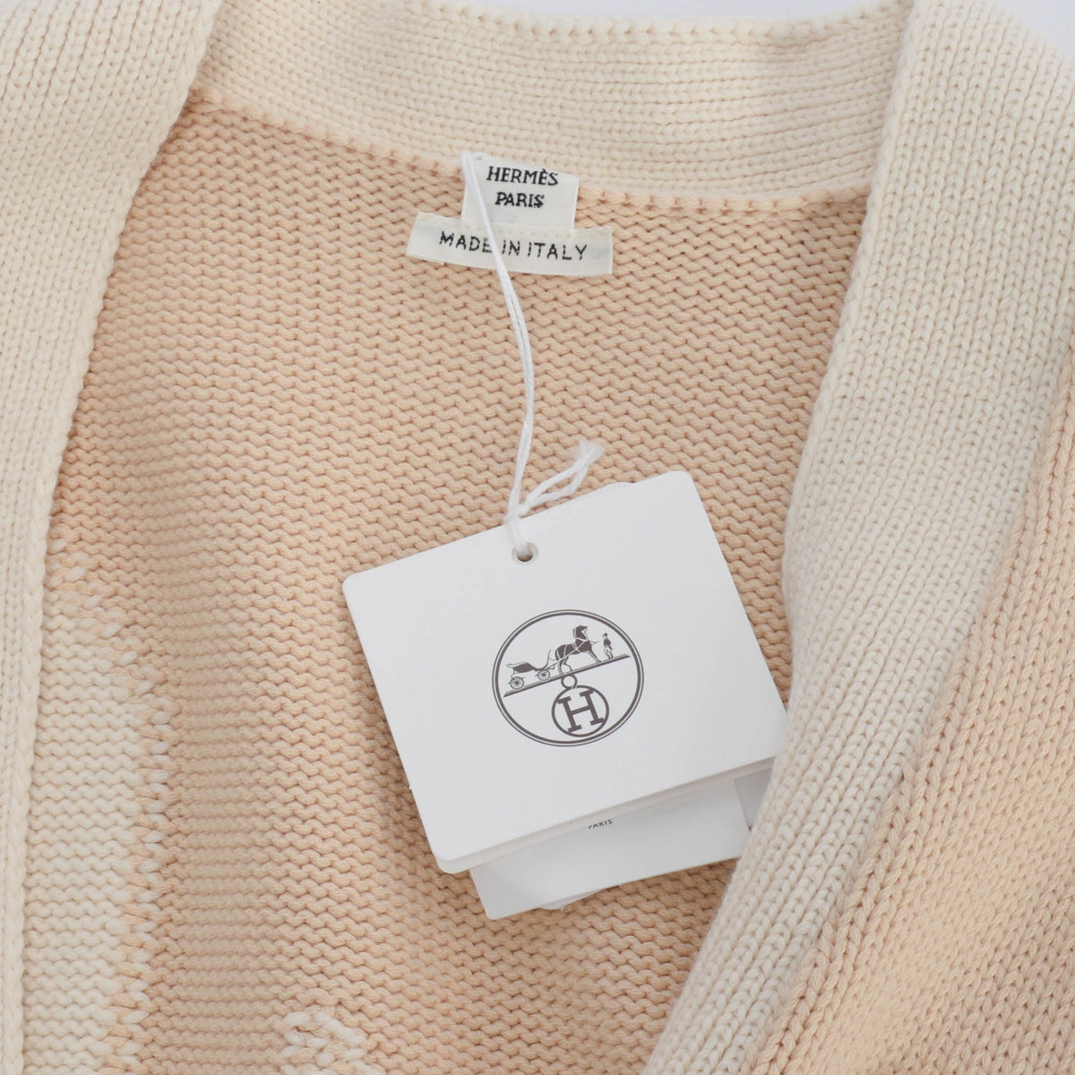 Hermes Blanc Nature Knit Candy Libris Cardigan FR 36