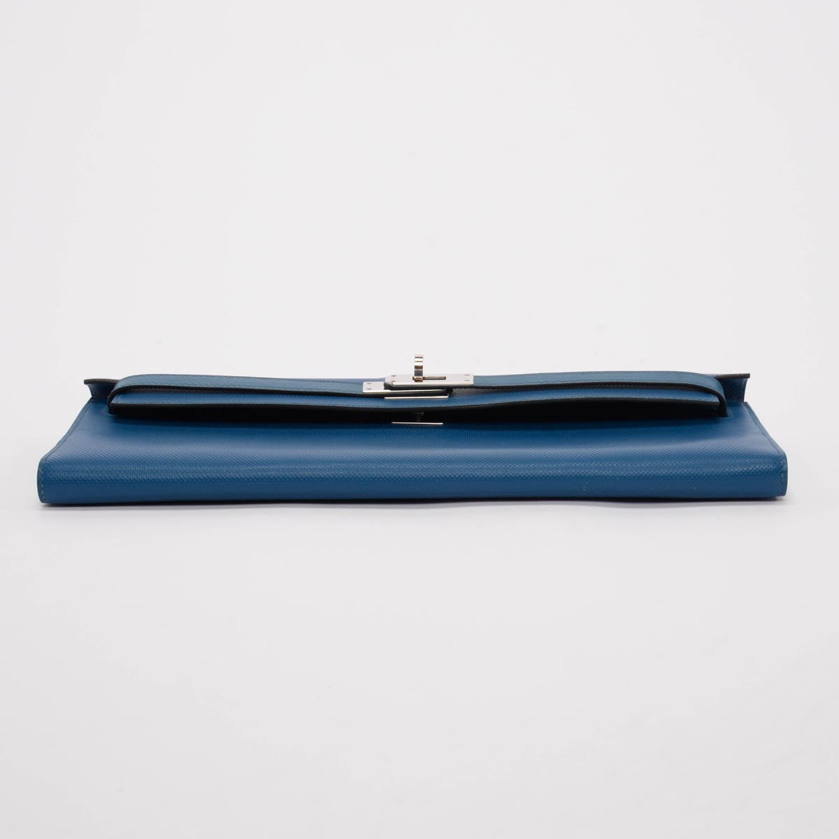 Hermes Bleu de Galice Grain d'H Calfskin Kelly Cut Clutch
