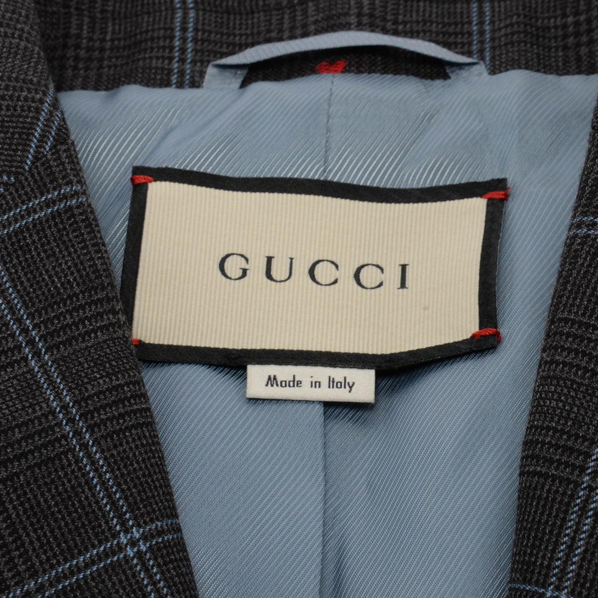 Gucci Grey Wool Check Heart Embroidered Blazer IT 36