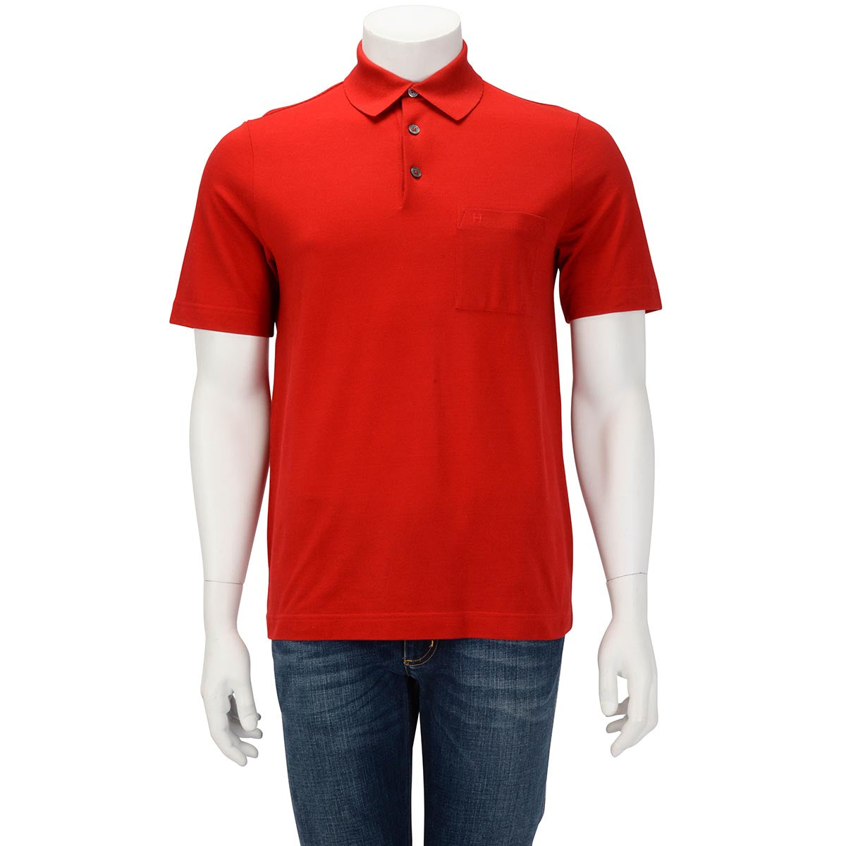 Hermes Rouge Vif Pique H Embroidered Polo S