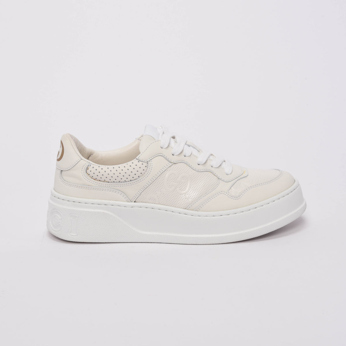 Gucci White Jumbo GG Trainer Sneakers 39