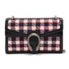 Gucci Red & Blue Vintage Tweed Check Small Dionysus Bag - Blue Spinach