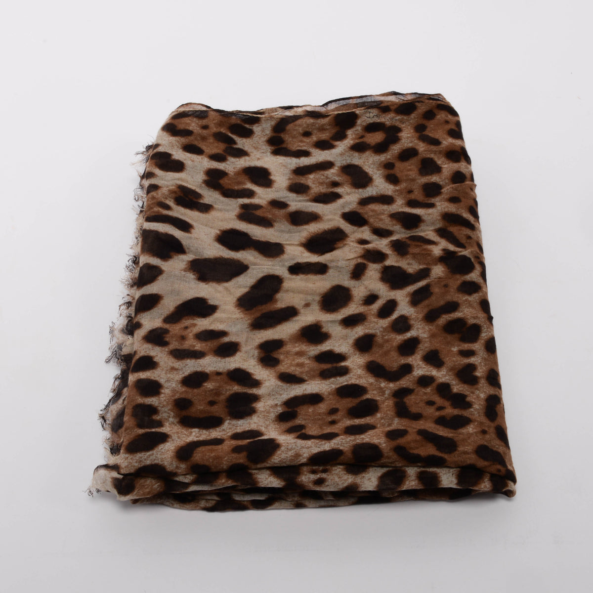 Dolce & Gabbana Brown Leopard Print Fringed Shawl