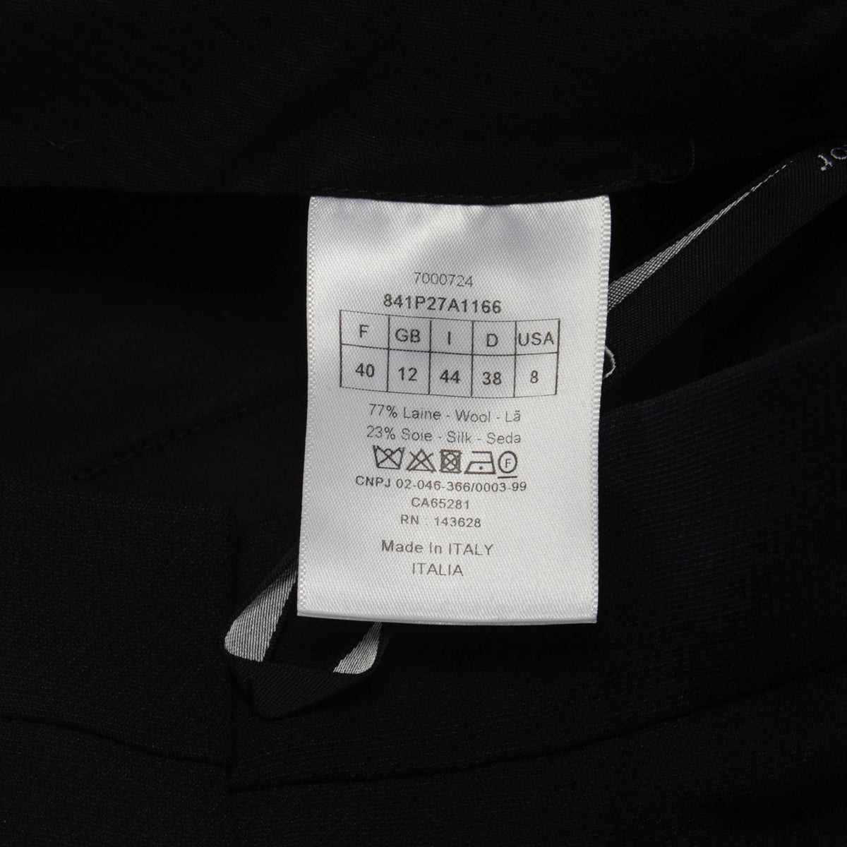 Dior Black Wool & Silk Cropped Pants FR 40