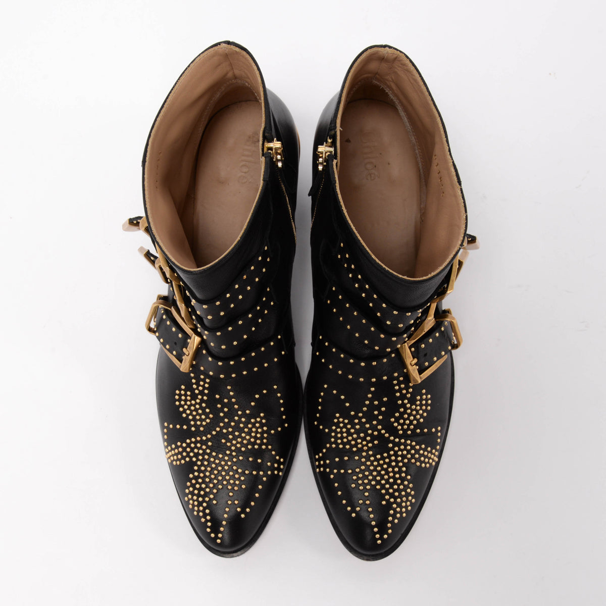 Chloe Black & Gold Studded Susanna Boots 39