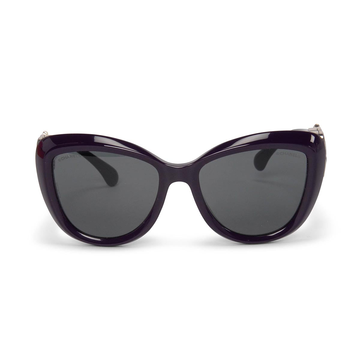Chanel Purple CC Heart Mirror Butterfly Sunglasses