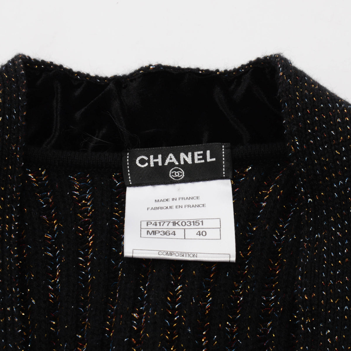 Chanel Black Lurex Knit Longline Cardigan FR 40