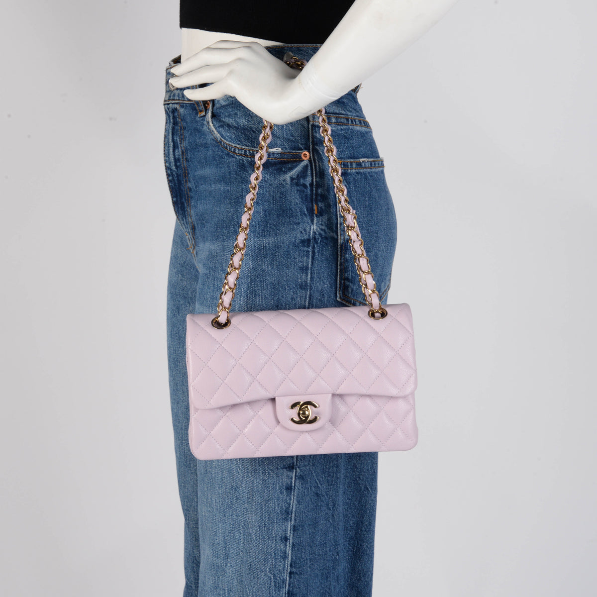 Chanel Lilac Quilted Caviar Small Classic Flap Bag