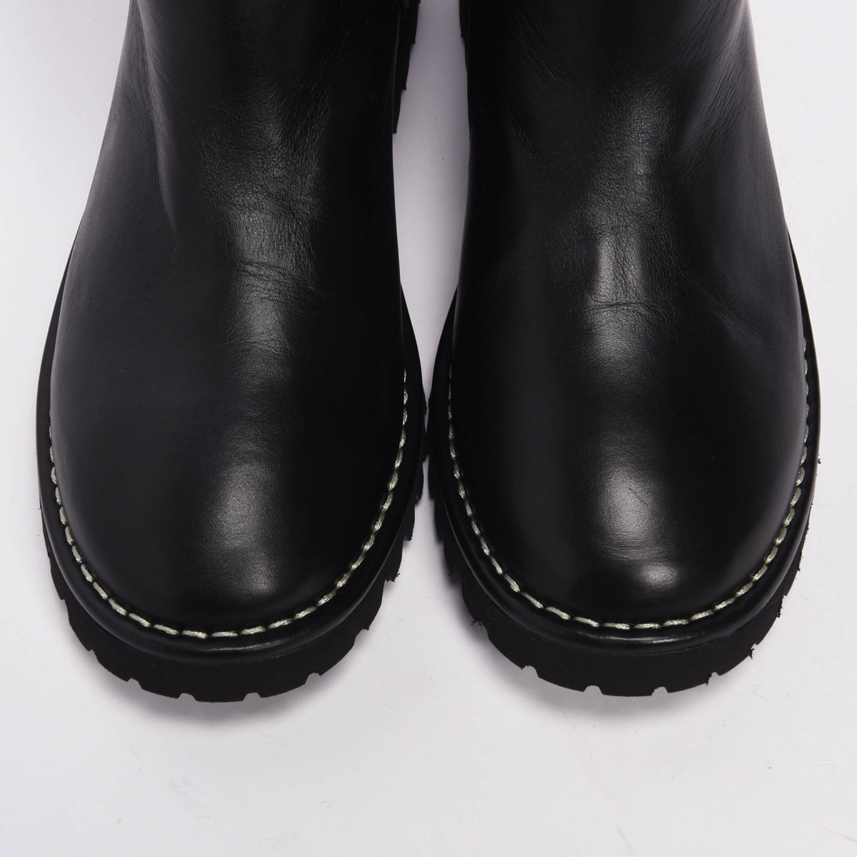 Chanel Black & Burgundy Calfskin Motorcycle Zipper Boots 40