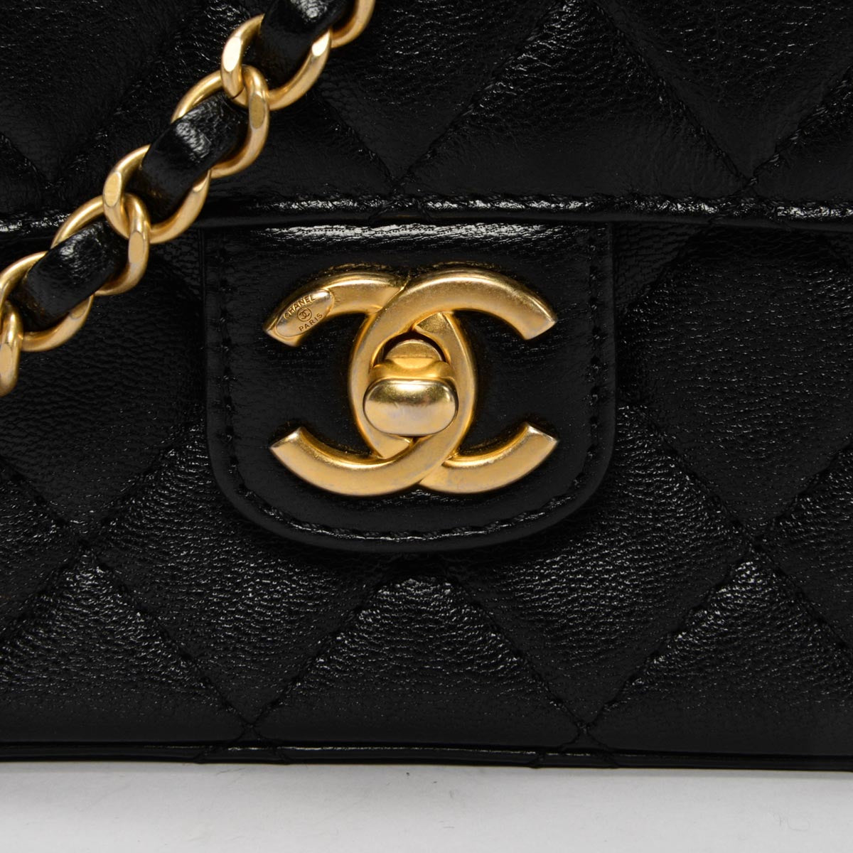 Chanel Black Quilted Goatskin Mini Square Flap Bag