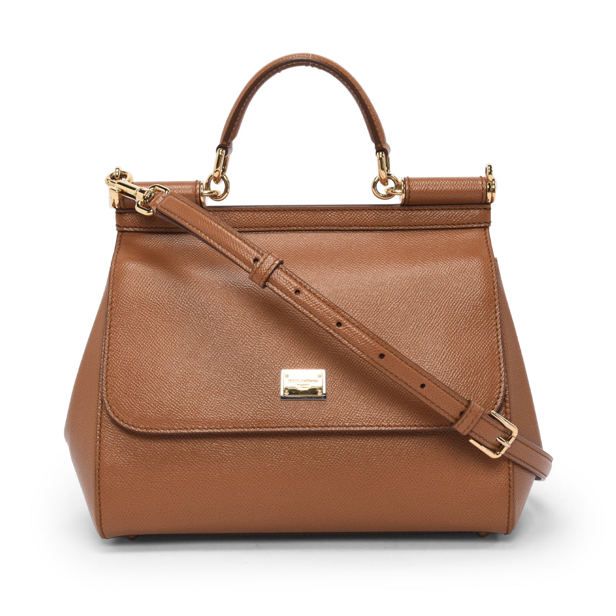 Dolce & Gabbana Camel Dauphine Leather Medium Sicily Bag