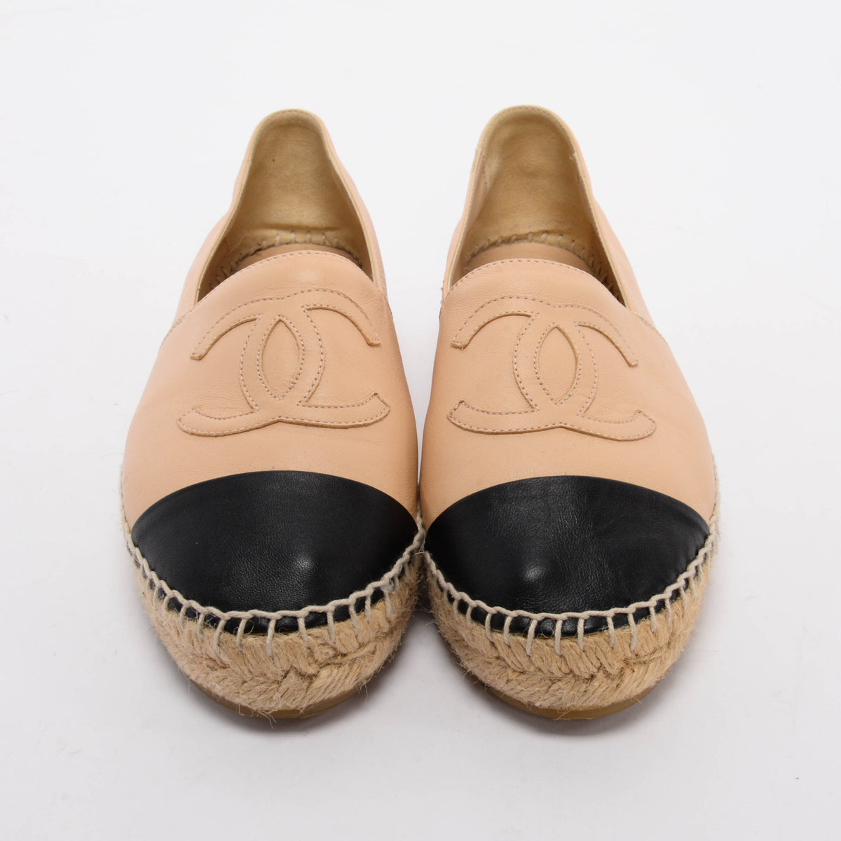 Chanel Beige Lambskin CC Espadrilles 37