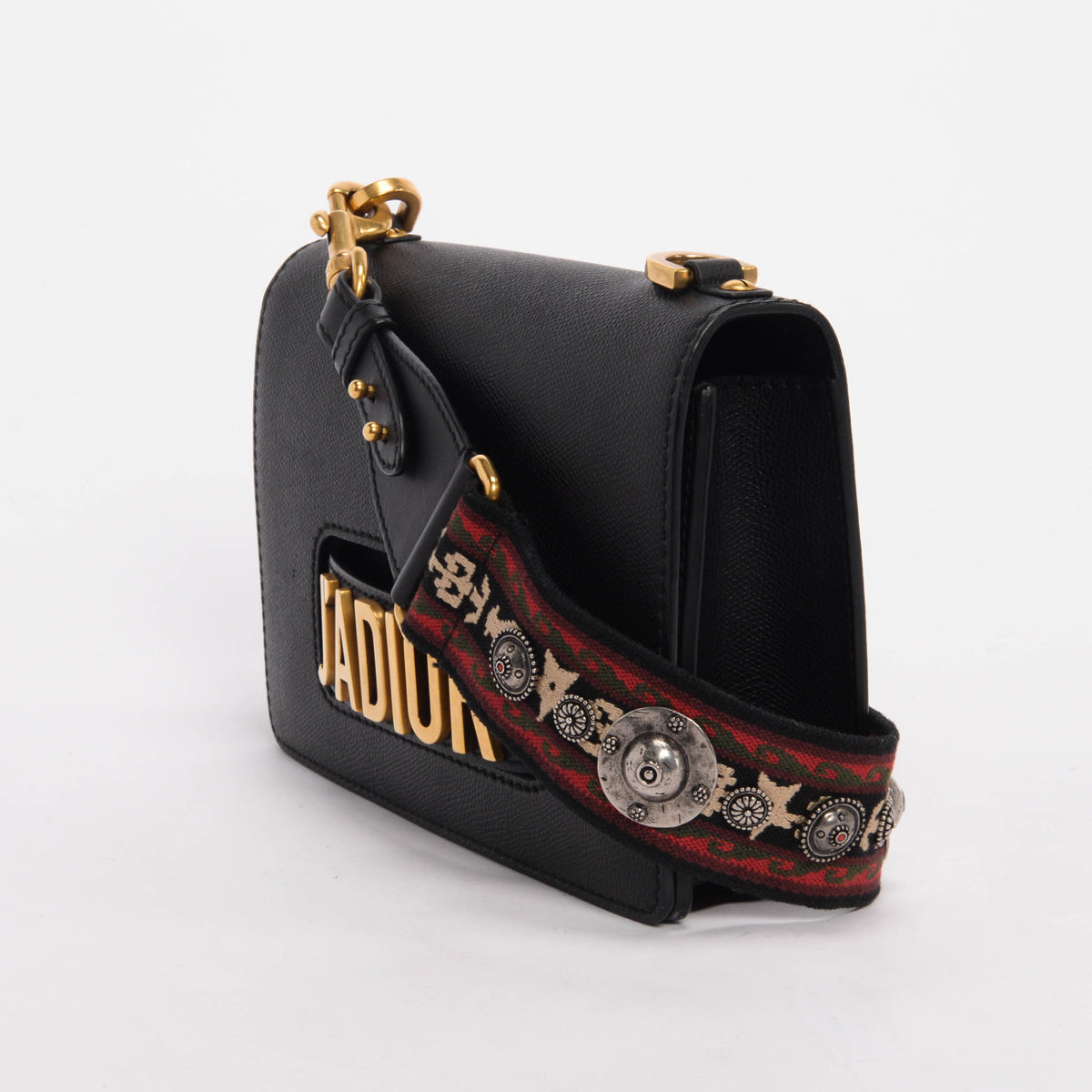 Dior Black Grained Calfskin J'Adior Flap Bag + Bohemian Strap