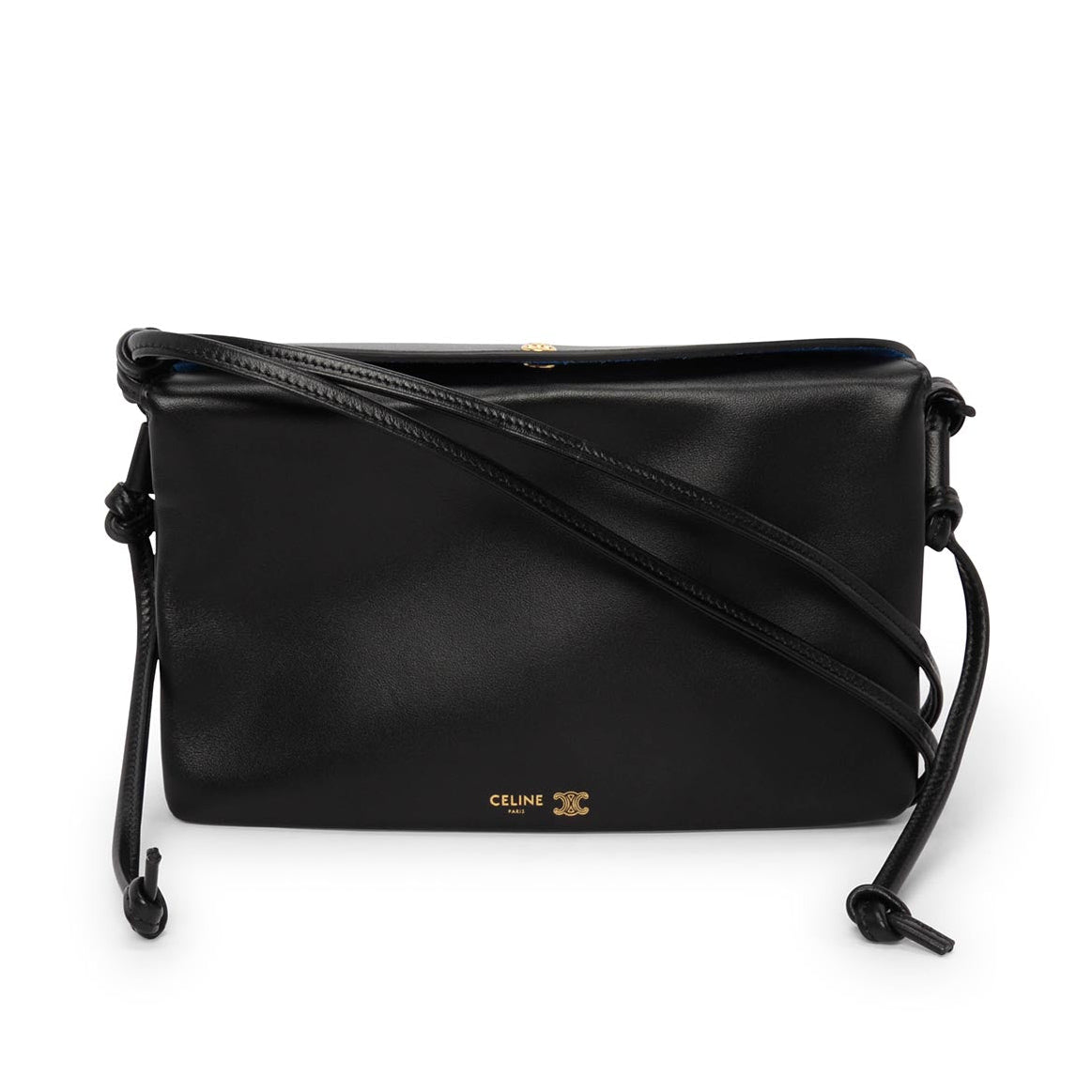 Celine Black Smooth Lambskin Trio Flap Bag