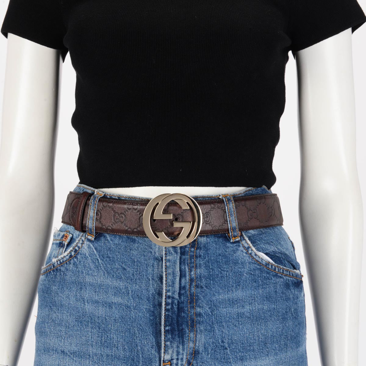 Gucci Dark Brown Guccissima Interlocking G Belt