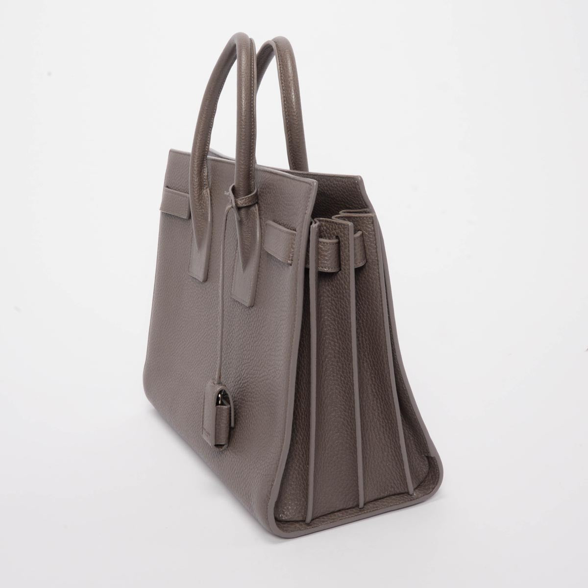 Saint Laurent Taupe Grained Calfskin Small Sac de Jour Tote