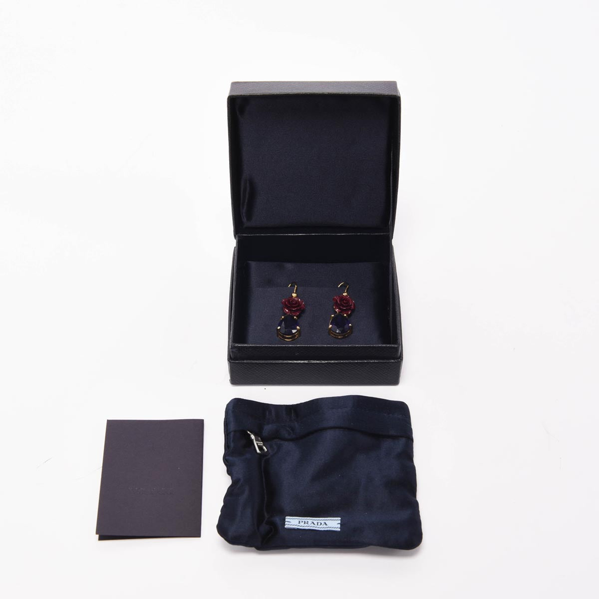 Prada Red & Purple Crystal Rose Drop Earrings