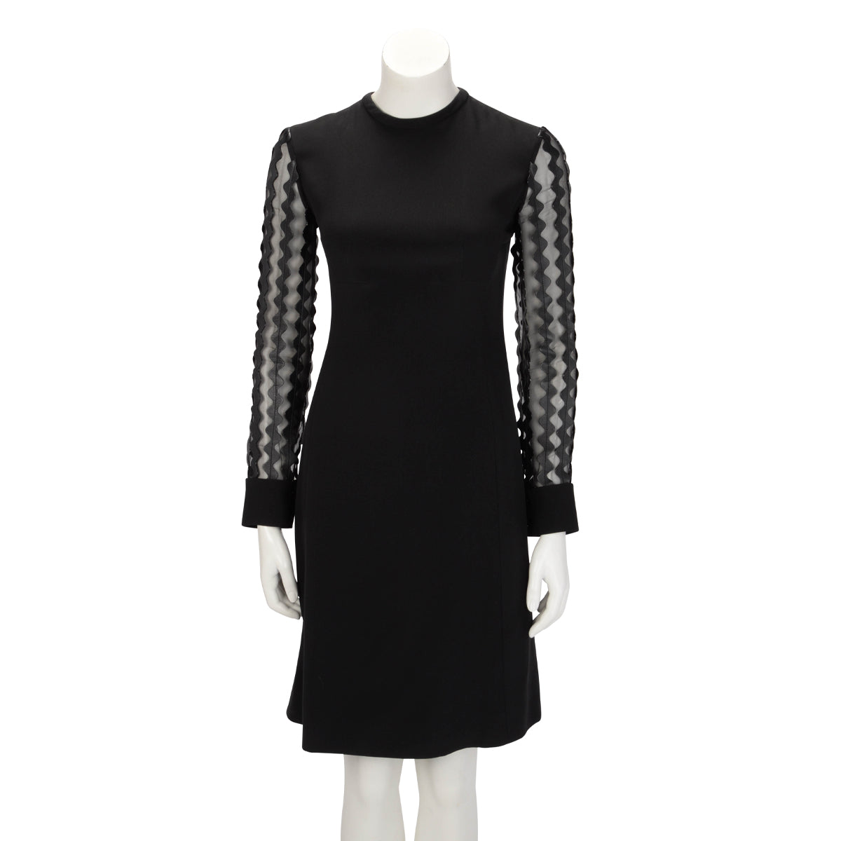Louis Vuitton Black Silk & Leather Ric Rac Dress FR 34