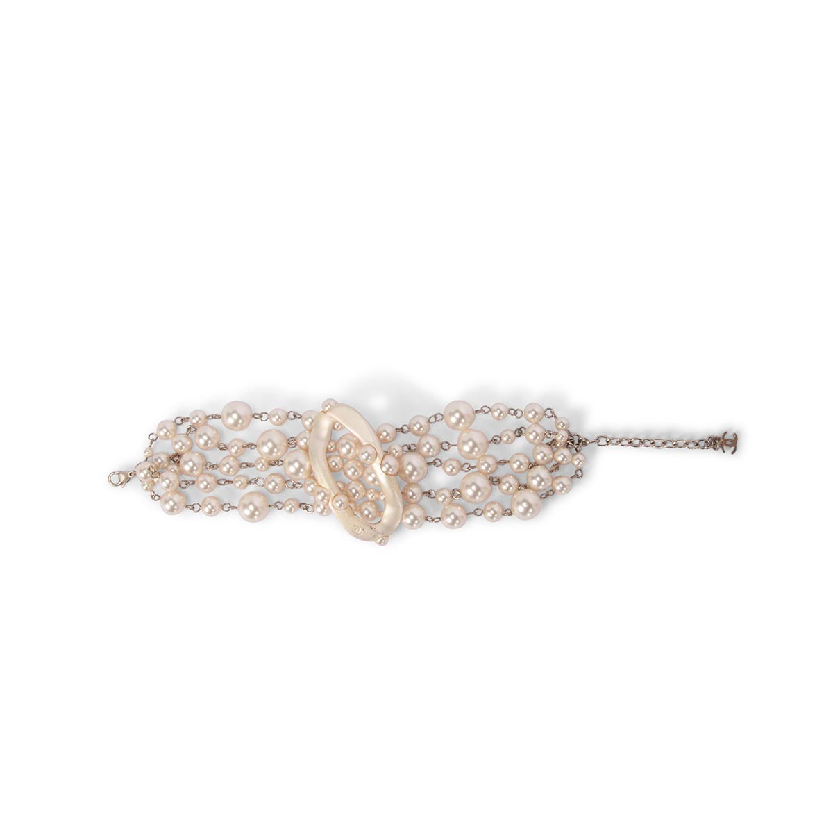 Chanel Silver Pearl Multi Strand Bracelet