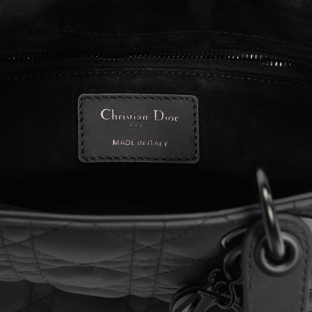 Dior Black Ultramatte Cannage Calfskin Medium Lady Dior