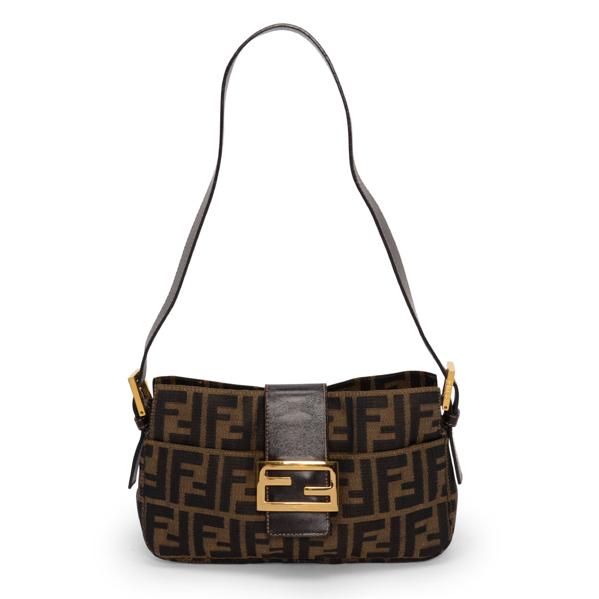Fendi Tobacco Zucca Canvas Open Baguette Bag